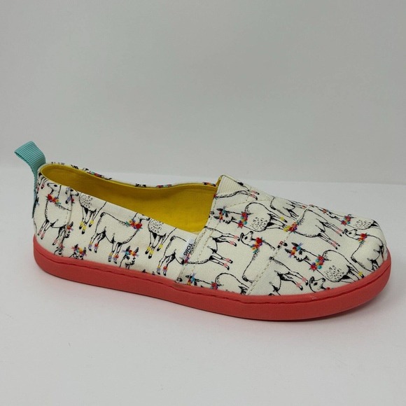 Toms Youth Girls Size 5 Alpargata Ivory Paper Source Floral Llamas Print - Picture 7 of 16